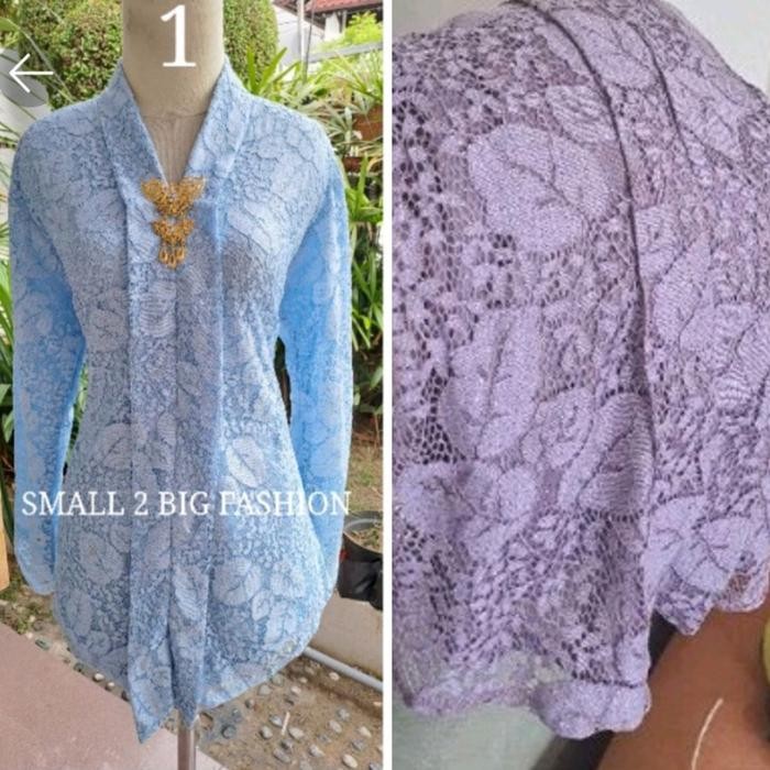 ORIGINAL kebaya brokat panjang ungu / kebaya brukat ungu / kebaya modern ungu READY STOCK