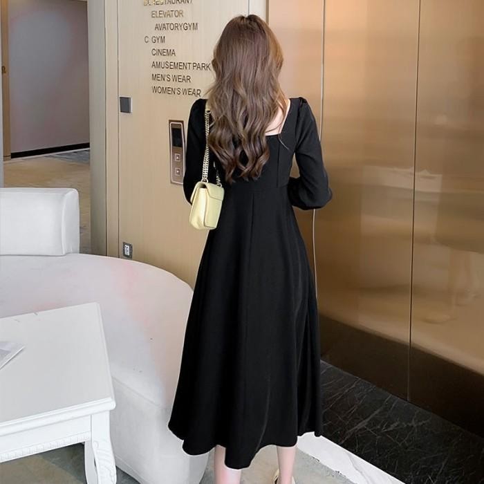 Dress Gaun Gereja Wanita Korean Style Kasual Pesta Beverly Fashion Long Dress Natal Lengan Panjang