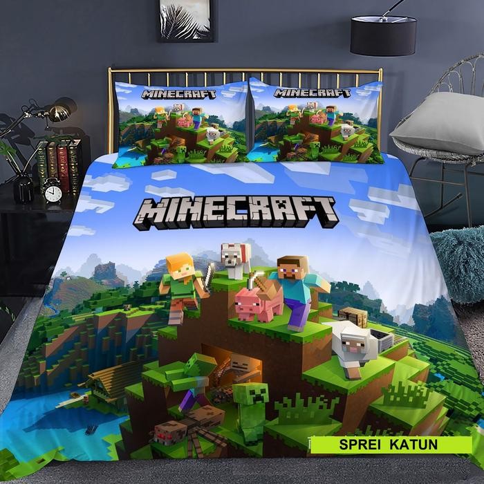 TERMURAH Sprei Katun Minecraft Roblox / Selimut / Sarung Bantal