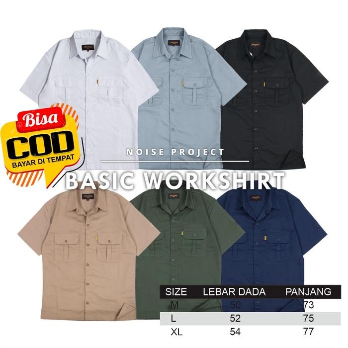 KEMEJA WORKSHIRT PRIA NOISE POLOS / BAJU KERJA / BENGKEL ORIGINAL