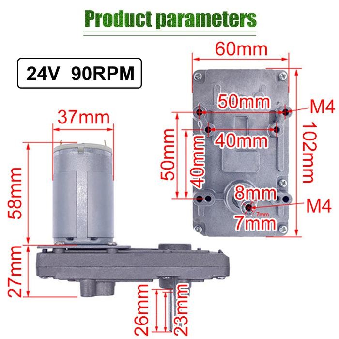 TAKANAWA 24V DC MOTOR 555 METAL GEAR GEARBOX 90RPM HIGH TORQUE