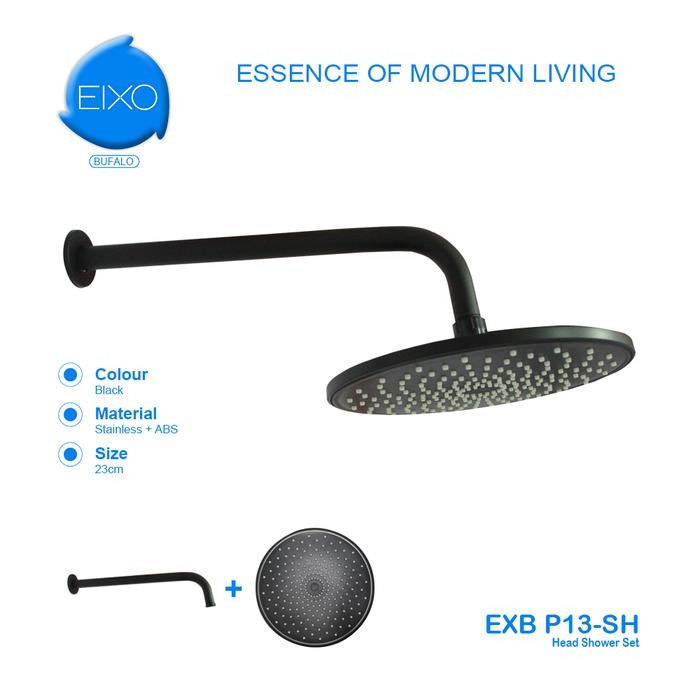 ok63- Eixo Bufalo Head Shower Set Pancuran Mandi Tembok + Tiang