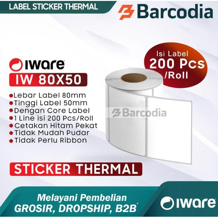 LABEL STICKER THERMAL 80X50 u/ IWARE IW-80LP PRINTER BLUETOOTH MOBILE