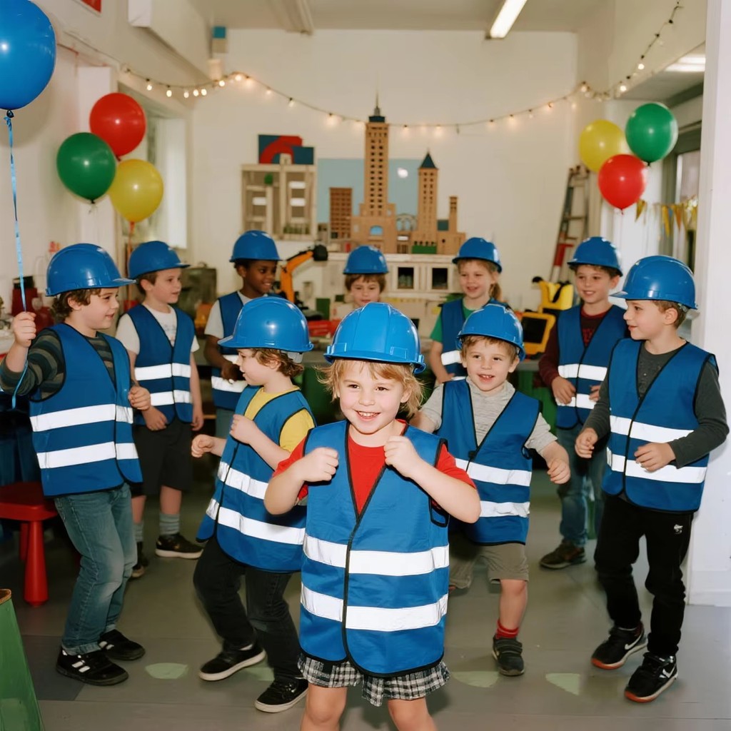 6-48Pc Construction Party Vest for Construction Hat for Construction Birthday Party Supplies Role