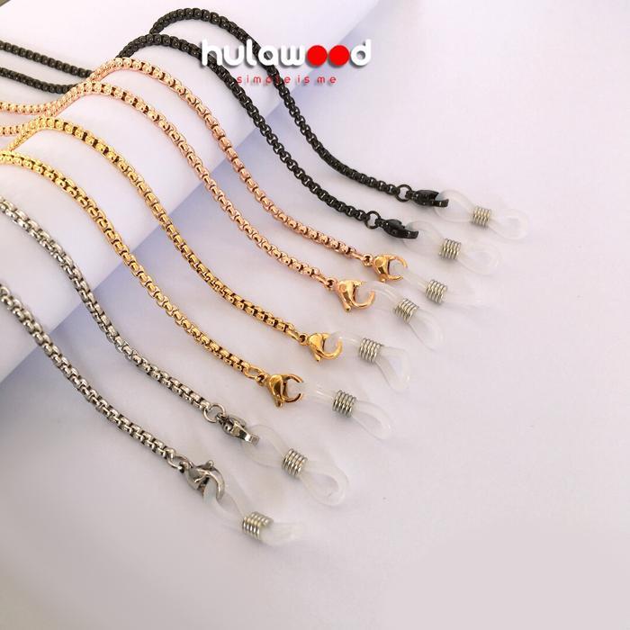 Rantai Kacamata Titanium Stainless Anti Karat Pria Wanita Fashion