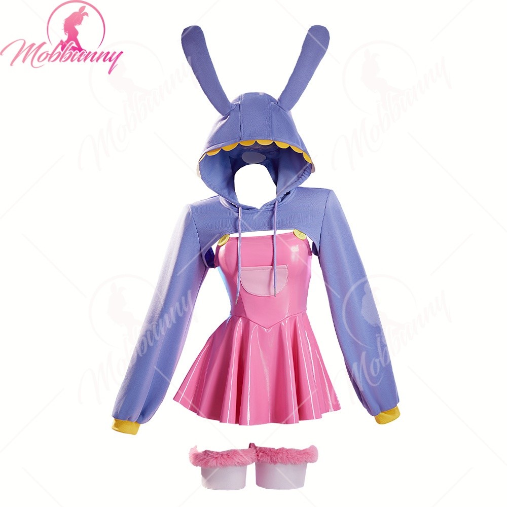 Mobbunny Women Rabbit Cosplay Costume Suit Suspender Dress With Bunny Hooded Jacket And Gloves