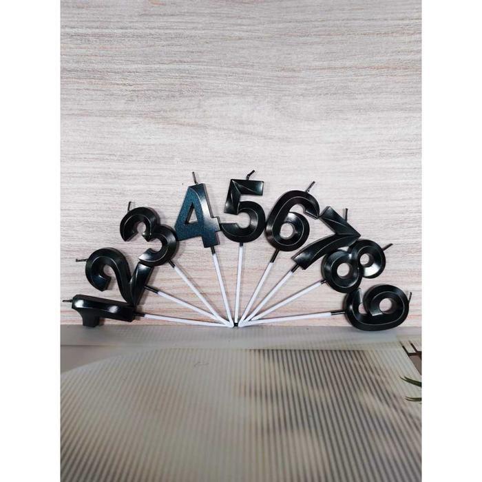 Lilin Angka Kristal, Lilin Ulang Tahun, Lilin Kue Angka Kristal, Angka Hitam, Lilin Angka, Lilin