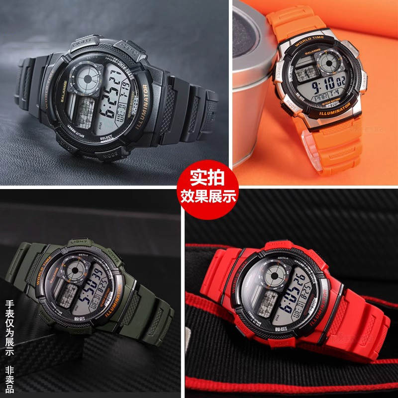 18mm Convex Rubber Strap For Casio AE-1000W/1200WH WSC-1250H/WS-1200H Solid Color Silicone Watch