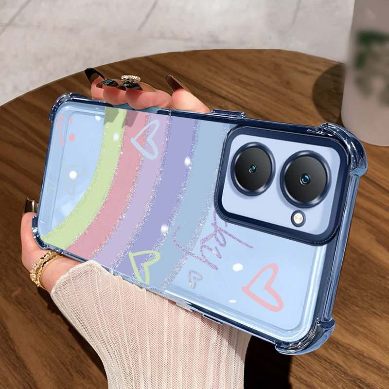 Casing Hp untuk VIVO Y03 Y03T Y18 Y18e Y18i Y18T Y28s 5G Y37 5G Case Sparkly Powder Rainbow Kasing s