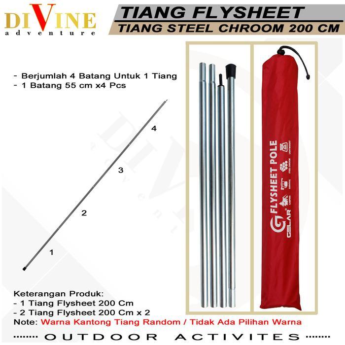 Promo Tiang Flysheet Steel Lapis Chroom Tiang Tenda Flysheet Pole 200 Cm Tiang Multifungsi Cocok