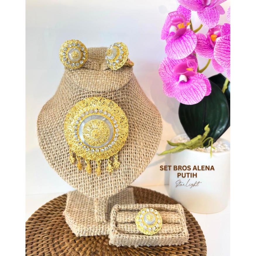 SET BROS ALENA (BROS, ANTING PERMATA, CINCIN) / SET ALPAKA/ AKSESORIS BALI/ BROS BALI / BROS PIN