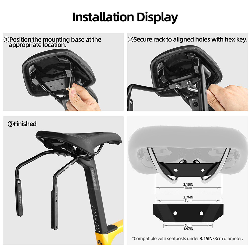 Rhinowalk Bike Seatpost Mounted Stabilizer Support Water Bottle Cage Mount Saddle Stabilizer Rack