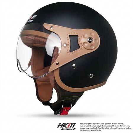 Helm Bogo Retro Pilot HKM Cream Retro Dewasa Kaca Pilot Helm Motor SNI Stylish Wanita Motorcycle