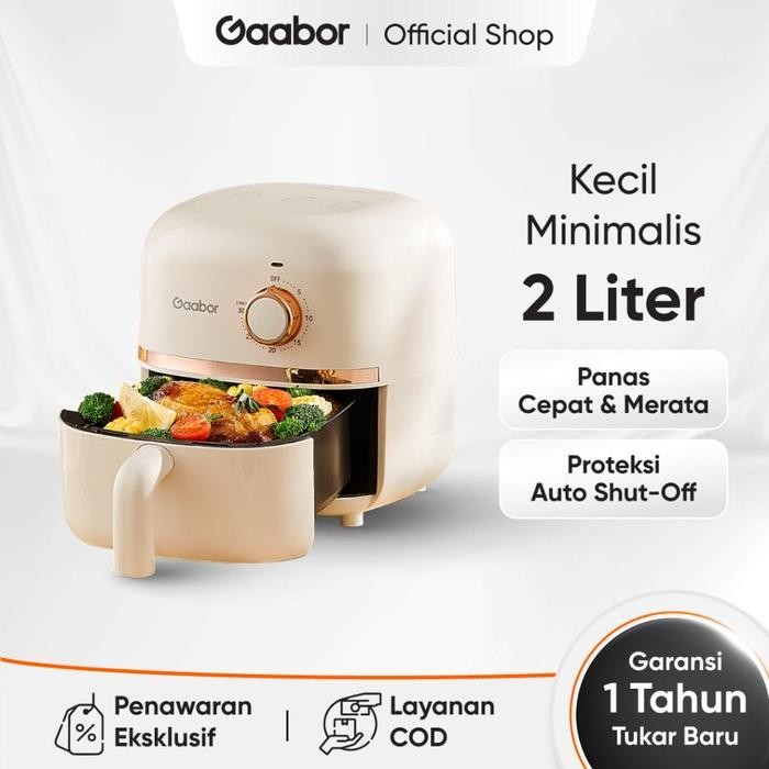 Gaabor Mini Air Fryer Kecil Low Watt 600W Mesin Penggorengan Tanpa Minyak Kecil Kapasitas 2L Sehat