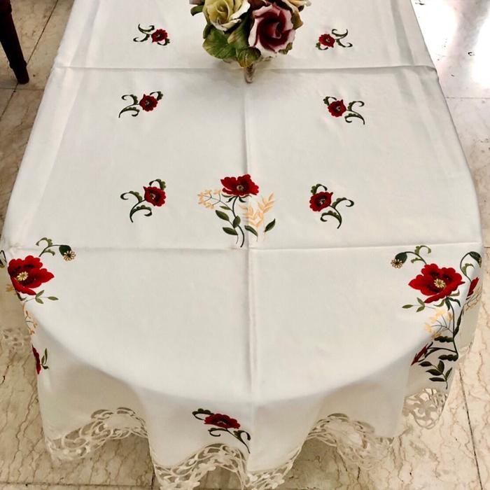 Taplak Meja Makan Oval 4 Kursi