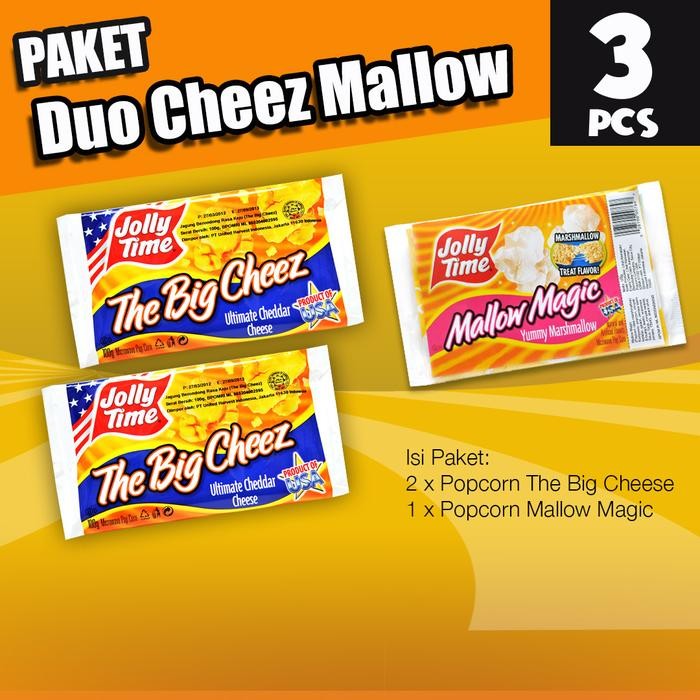 

Pilihan- Paket Duo Cheez Mallow (2Tbc, 1Mm) - Jolly Time Mircowave Popcorn