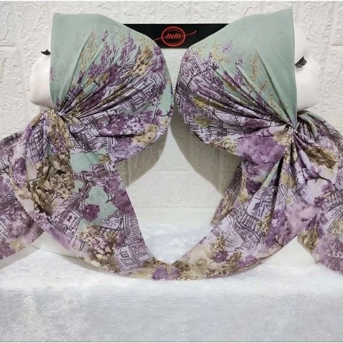 Hijab Segi Empat Voal Motif Meysha Sage