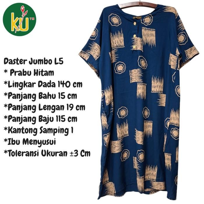 Kencana Ungu Daster Jumbo 5L / L5 Label Prabu Hitam Daster Jumbo Motif Merah Batik Rayon Nyaman -