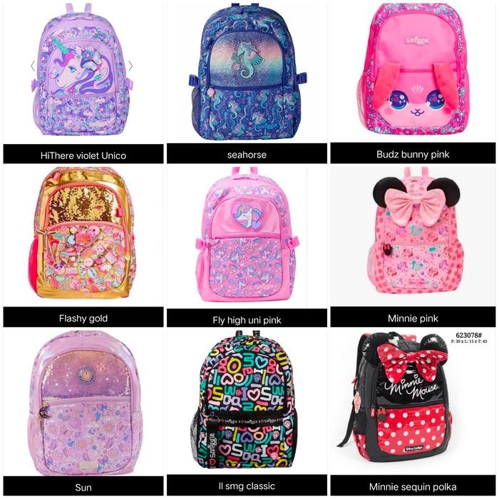 Tas Smiggle Cewek I love Smiggle Ariel Glee Uni Starry Cat Seahorse Kode 589