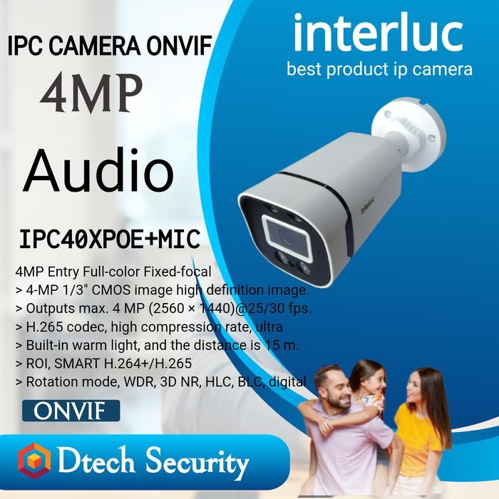 Pilihan- Ip Camera Cctv Audio 4Mp Interluc Ipc40X+Poe+Mic-4Mp Interluc Outdor