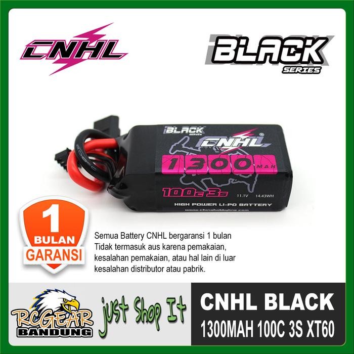Pilihan- Cnhl Black Series 1300Mah 11.1V 3S 100C Lipo Battery Xt60 For Drones
