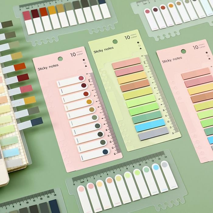 

New Sticky note warna neon PET untuk pembatas buku penanda Memo tempel gradiasi Index notepad mini