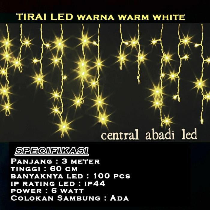 New Lampu Natal Tirai Warm White