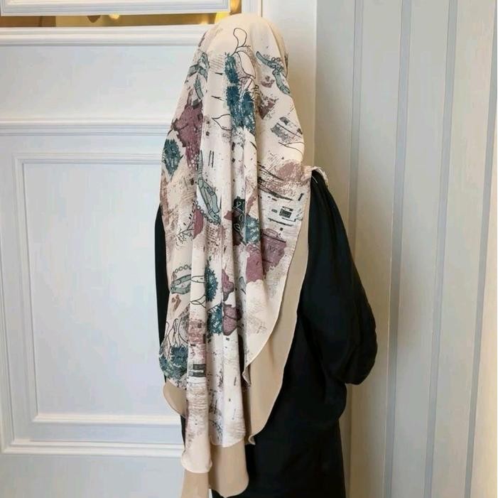 Pilihan- Ayyuby - Puspa Motif Abstrak Hijab Instan Softpad Antem Ceruty Babydoll Jilbab