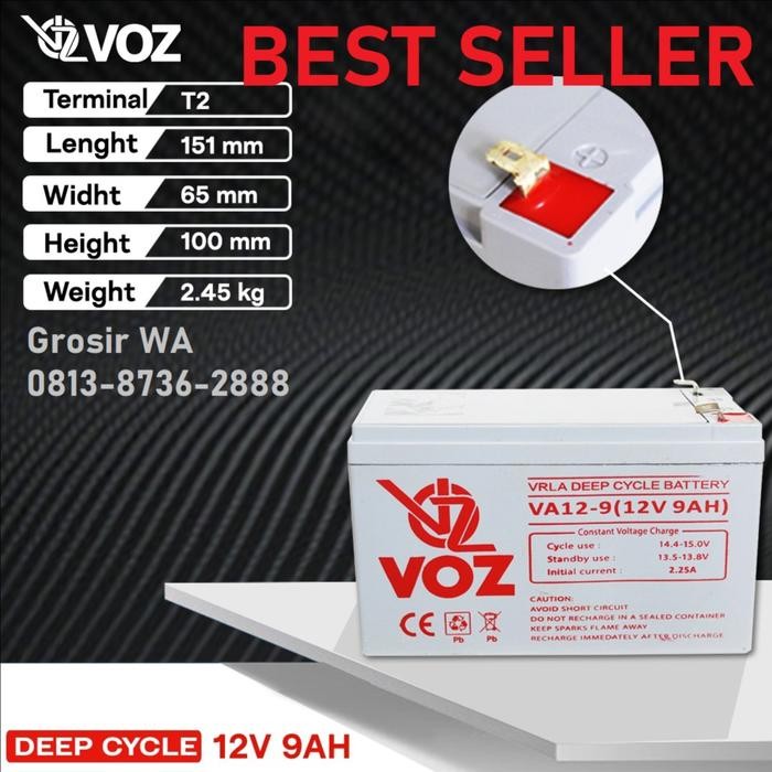 Gercep Baterai 12V9Ah, Battery Kering Vrla 12V 9Ah, Voz 12V9Ah, Aki Kering Terlariss 