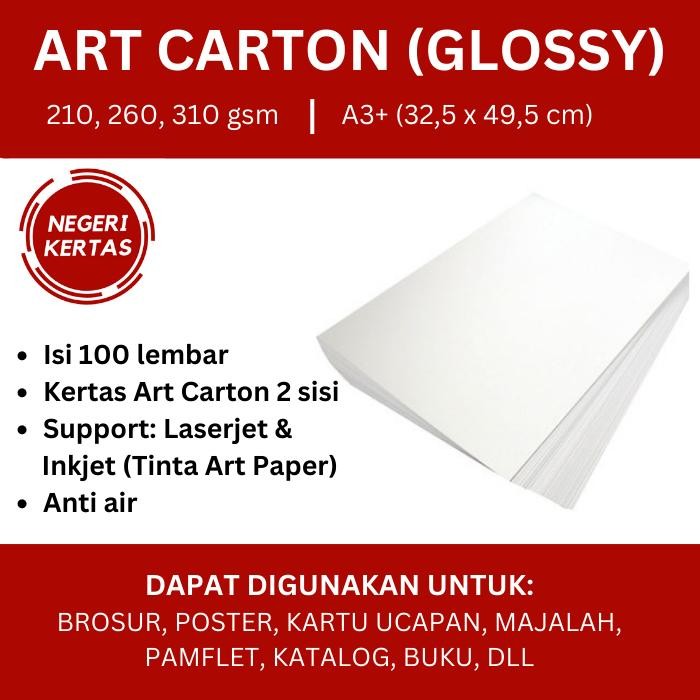 Art Karton / Art Carton A3+ Isi 100 lembar (210/260/310 gsm) - Glossy