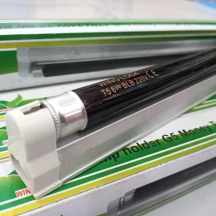 

New LAMPU T5 SET ULTRA VIOLET DETEKSI UANG PALSU 6 WATT MONEY DETECTOR 6 W