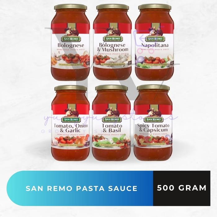 

San Remo Pasta Sauce Bolognese Mushroom / Spicy Tomato Basil Onion Garlic Capsicum / Napolitana 500