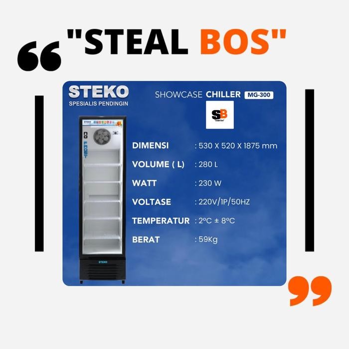Steko MG 300 Showcase No Frost 280 Liter - Kulkas Pajang Premium