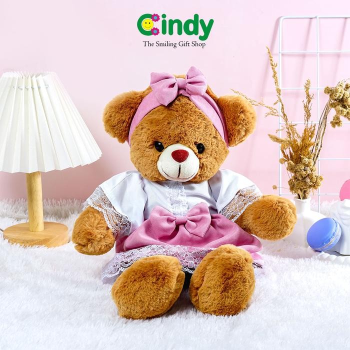 Cindy Boneka Baby Bear / Boneka Bear Russel Dress Pink - CBK3623