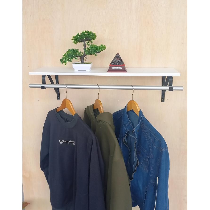 rak dinding tempel gantungan baju rak baju ambalan Besi