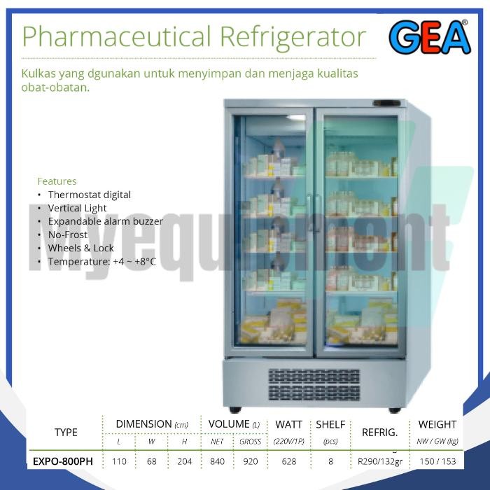 PHARMACEUTICAL REFRIGERATOR KULKAS OBAT DISPLAY GEA EXPO-800PH