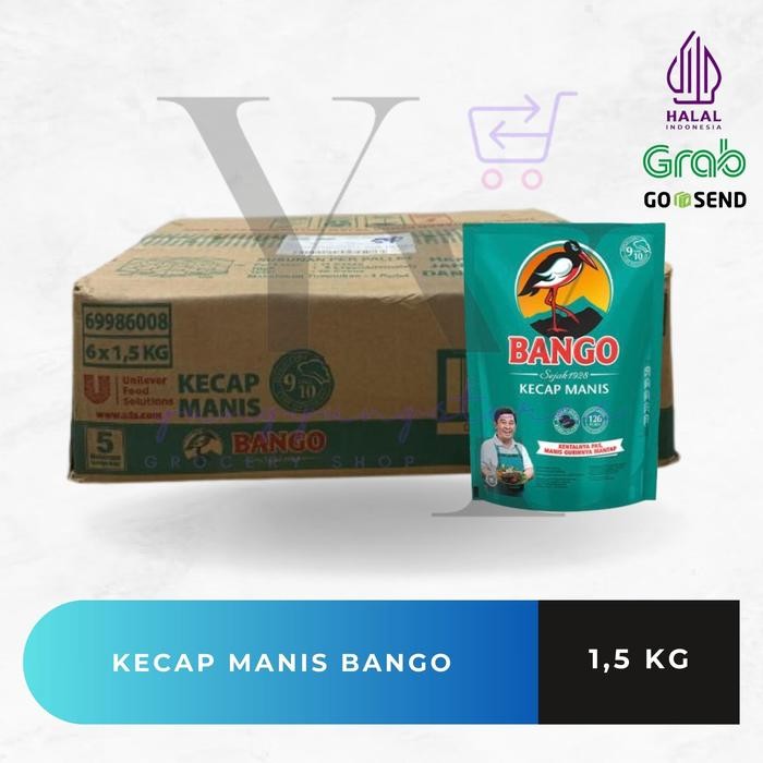 1 Dus Isi 6 Bungkus Kecap Manis Bango Refill 1,5 Kg