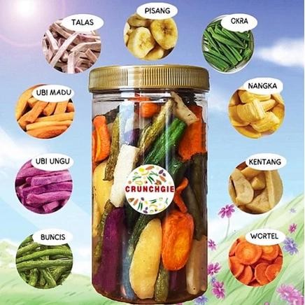 Keripik Buah Sayur Lengkap Mix Toples Kripik Buah Buah Kering Cemilan Buah Keripik Strawberry Korea