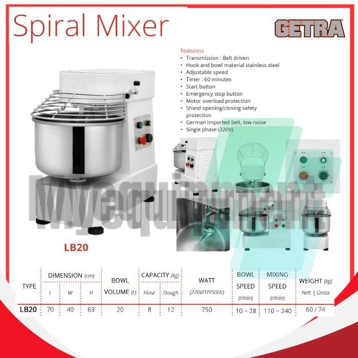 SPIRAL MIXER GETRA LB20