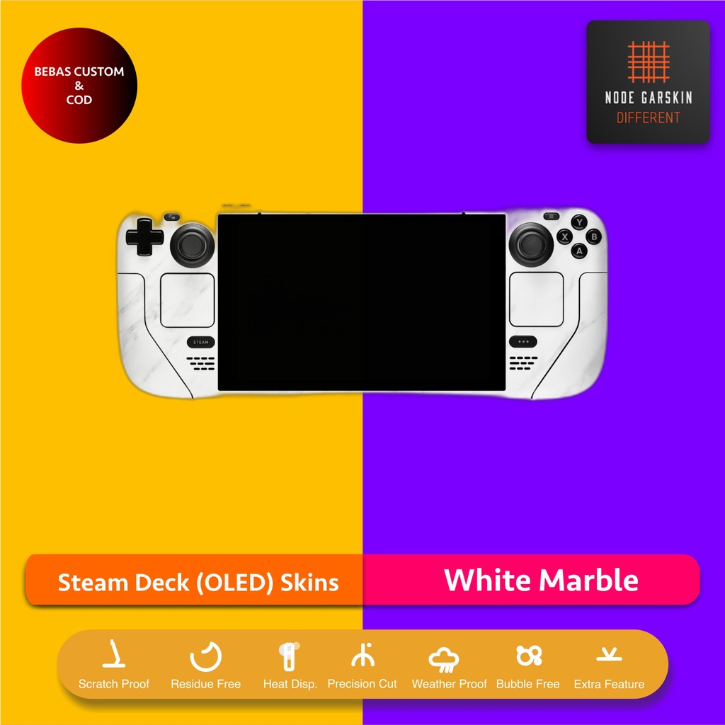 Garskin Skin Steam Deck OLED White Marble Fullbody / Backonly | Anti Lecet | Case | Vinyl