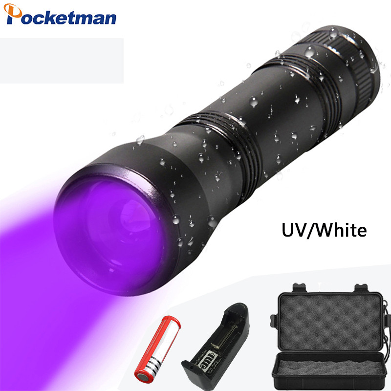 UV Flashlight 395nm Black Light Flashlights Zoomable UV Torch Ultra Violet Light Flashlights