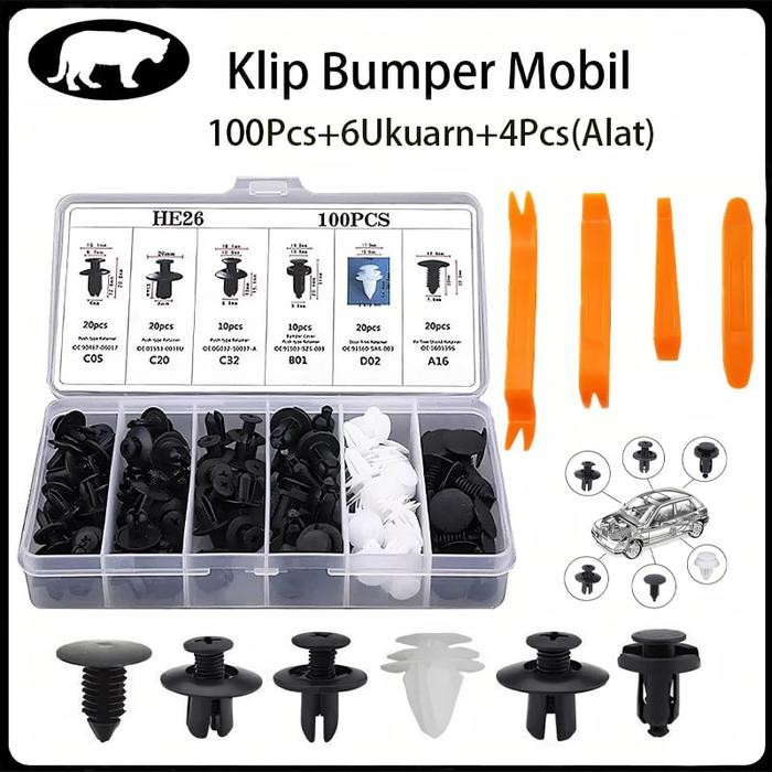 [100Pcs] Klip Bumper Mobil Baut Rivet Mobil Baut Rivet Baut Rivet Mobil Rivet
