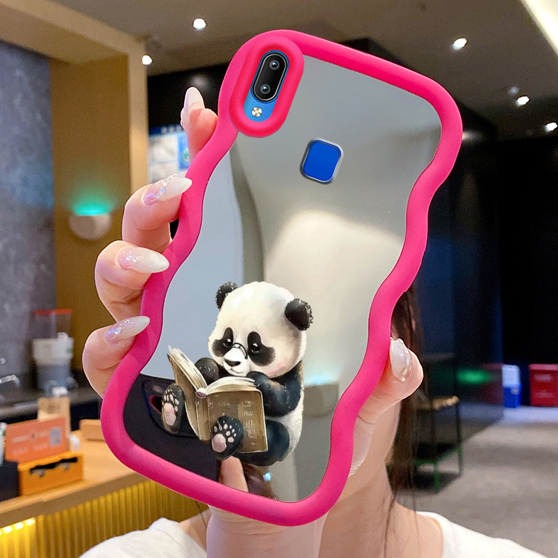 Casing Untuk VIVO Y91 Y91i Y93 Y95 Case Casing Membaca Panda Pola HP Cesing Macaron Kasing Mirror Si