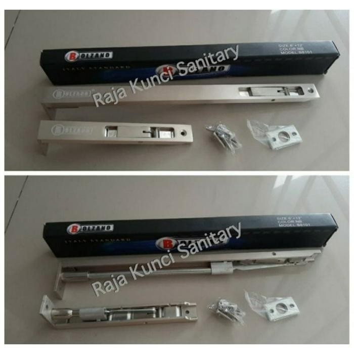 Terlaris Grendel Tanam Alumunium Tebal 6"+12" Satin Nikel/Flush Bolt/Slot Tanam/Grendel Tan Pintu