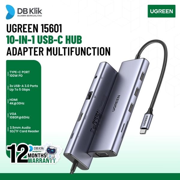 Adapter Multifunction UGreen 10in1 Usb-C-Hdmi Vga Lan Usb Card (15601)