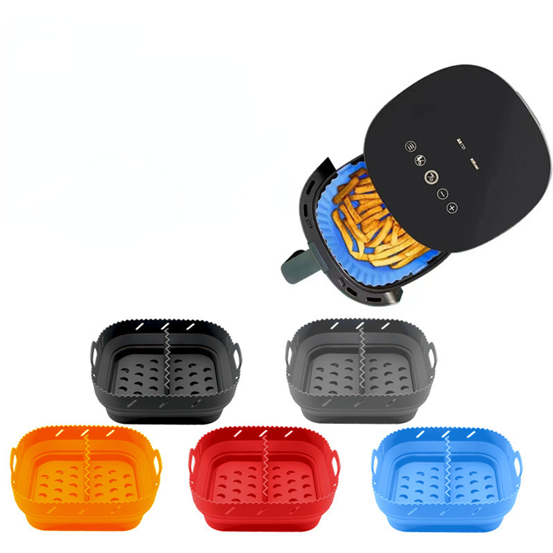 Air Fryer Silicone Shape Basket Round Square Reusable Foldable Bpa Free 20cm AirFryer Mold Liner Acc
