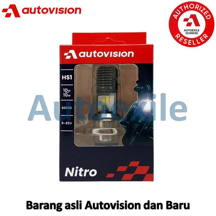 Autovision Nitro High Power LED HS1 H4 DC White Putih 6000K Original Lampu Motor