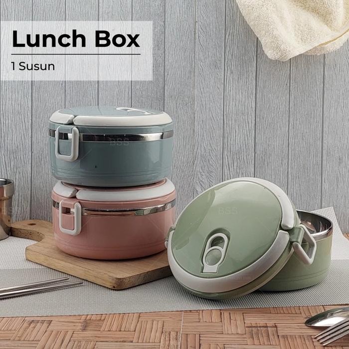 Tempat Makanan Lunch Box Set Stainless Satu bekal tempat bekal tahan panas 24 jam mangko Plastik