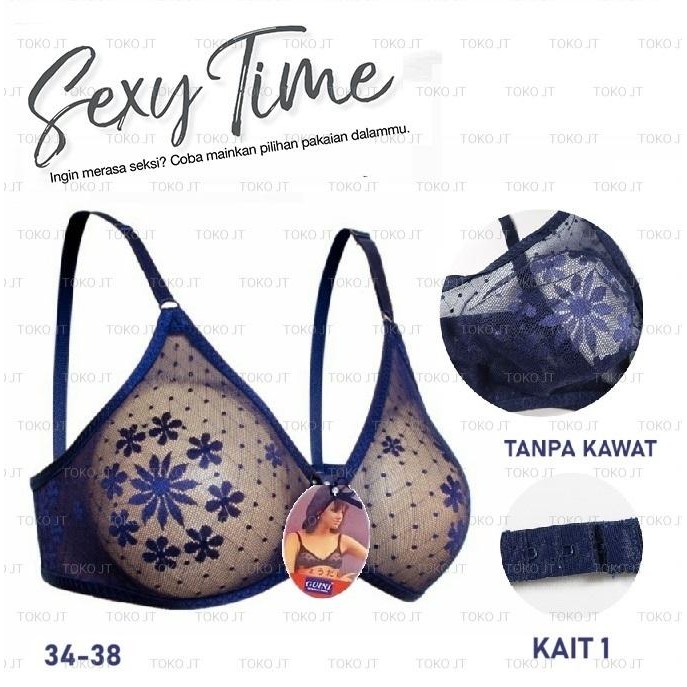 PROMO BH Bra BRUKAT Seksi Elegant Semi Transparan BH Balon Bra Sexy Tanpa Kawat Tanpa Busa