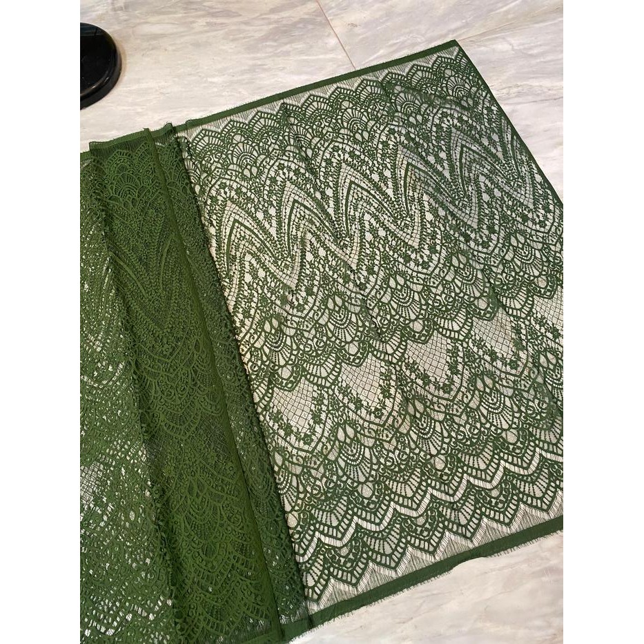 TERLARIS 2,5 Meter Kain Brokat Lace Semi France Premium Lace Semi Prancis Semi France Panel Mewah